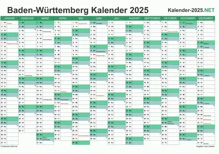 Baden-Württemberg Kalender 2025 Vorschau