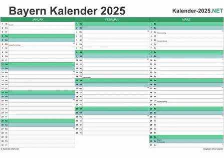 Bayern Quartalskalender 2025 Vorschau