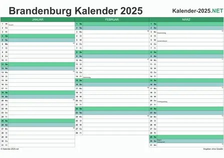 Brandenburg Quartalskalender 2025 Vorschau