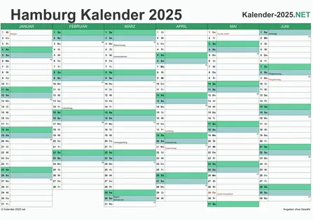 Hamburg Halbjahreskalender 2025 Vorschau