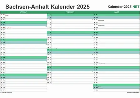 Quartalskalender 2025 Vorschau